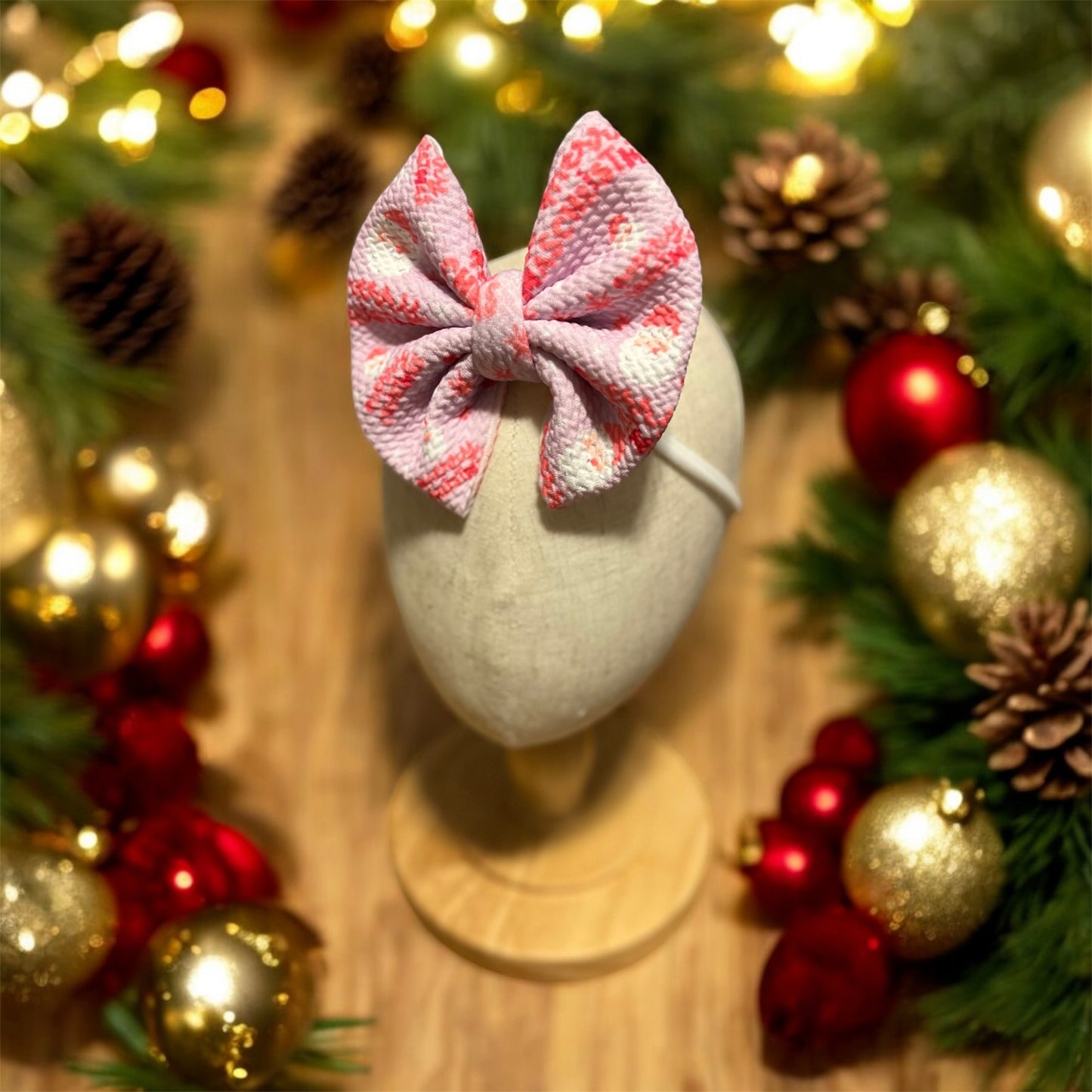 Pink Santa 4” Christmas Bow