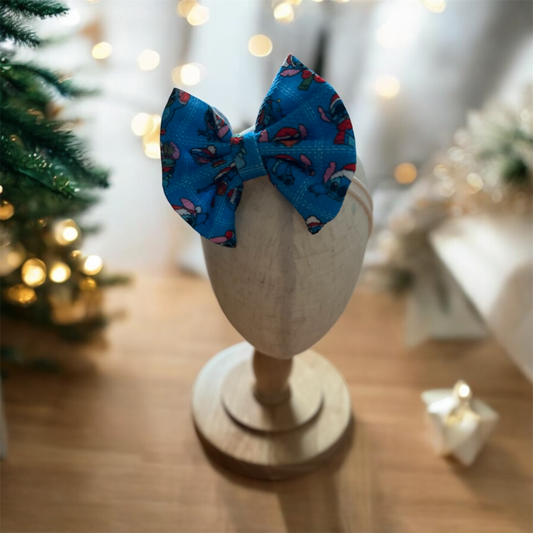 Blue Stitch 5” Christmas Bow