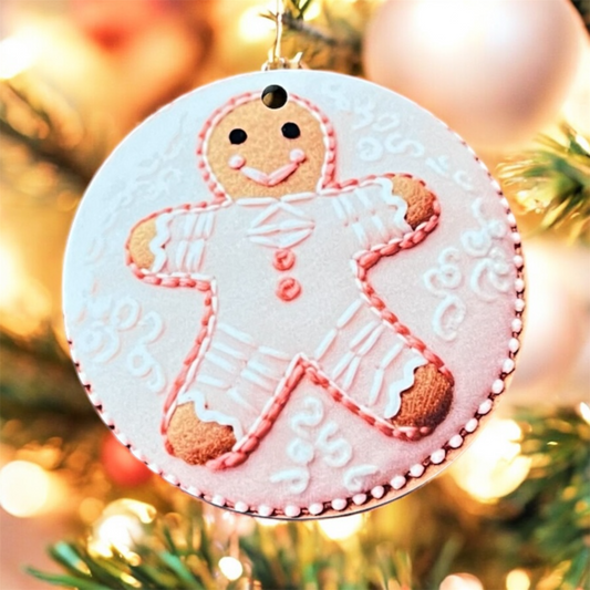 Pink Gingerbread Christmas Ornament