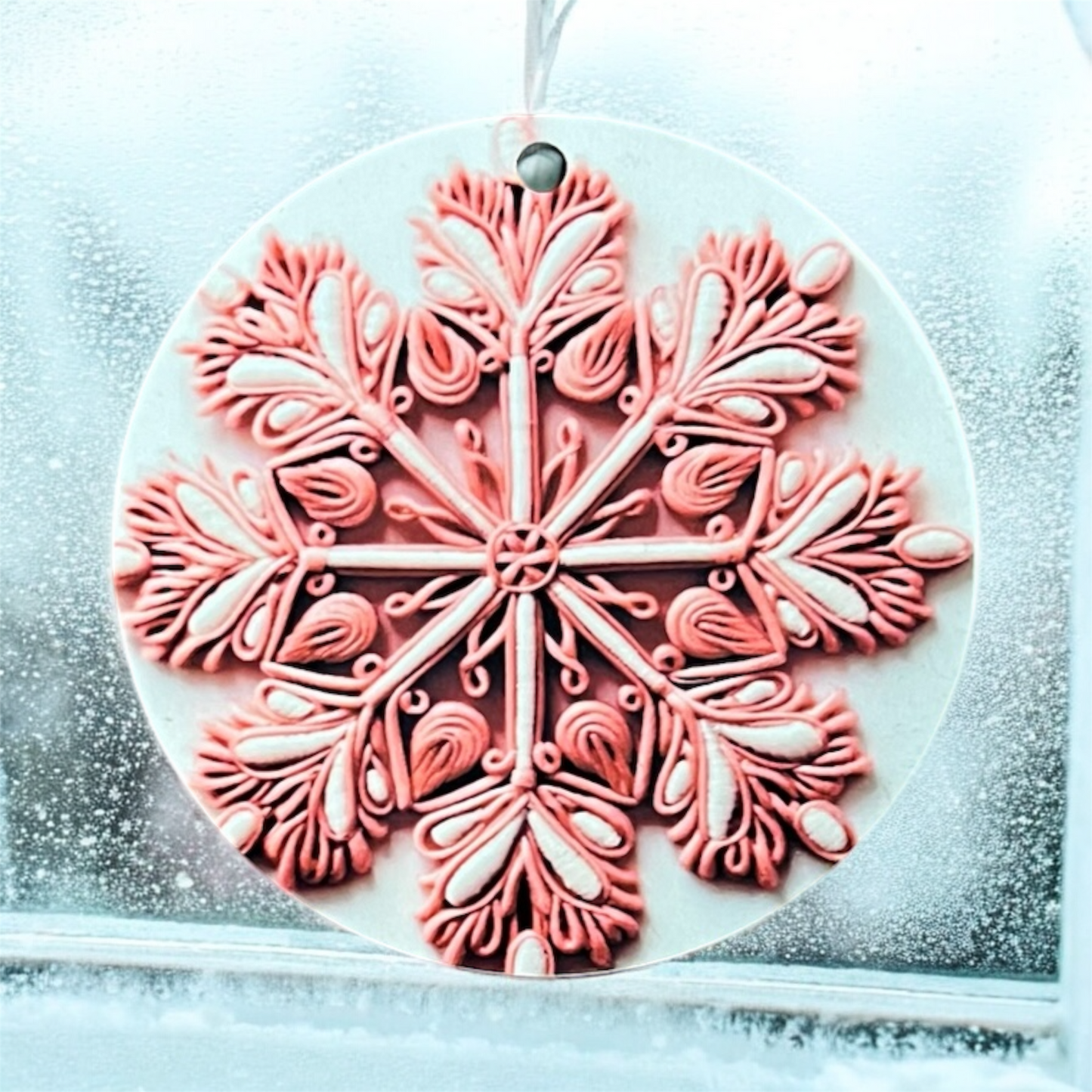 Pink Snowman Christmas Ornament