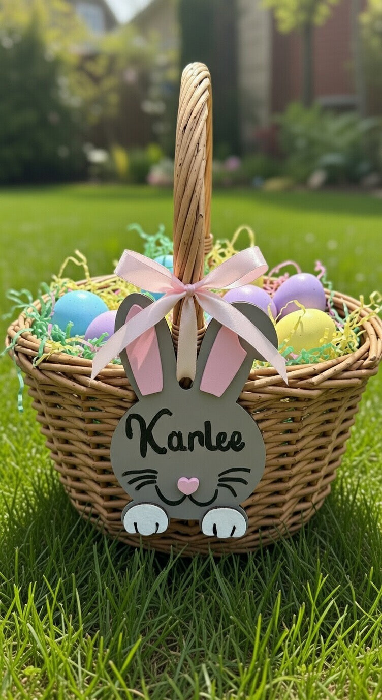 Personalized Bunny Easter Basket Tags| Custom Name Tags