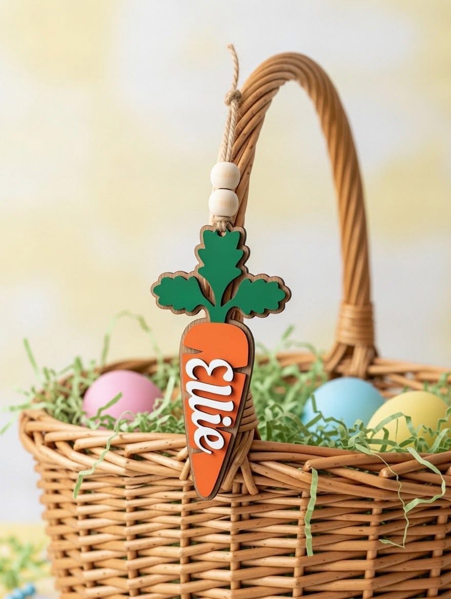 Personalized Carrot Easter Basket Tags| Custom Name Tags