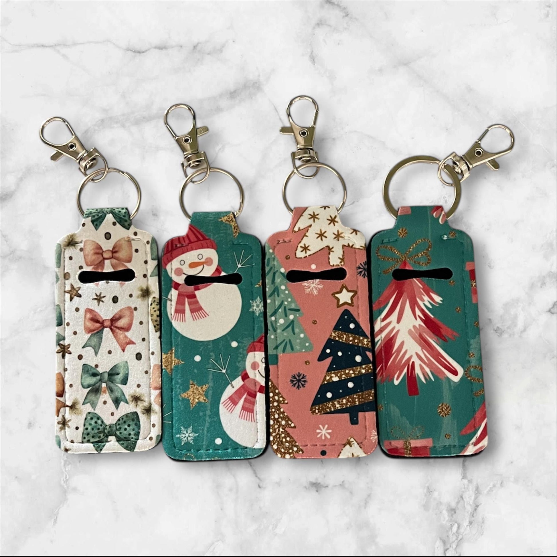 Christmas Lip Balm Holder Keychain • Holiday Chapstick holder • Stocking Stuffer Gift • Cute Xmas Keychain • Gifts under 10 • Gifts for her
