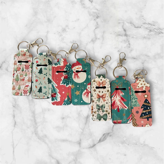 Christmas Lip Balm Holder Keychain • Holiday Chapstick holder • Stocking Stuffer Gift • Cute Xmas Keychain • Gifts under 10 • Gifts for her
