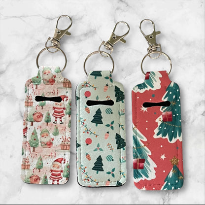 Christmas Lip Balm Holder Keychain • Holiday Chapstick holder • Stocking Stuffer Gift • Cute Xmas Keychain • Gifts under 10 • Gifts for her